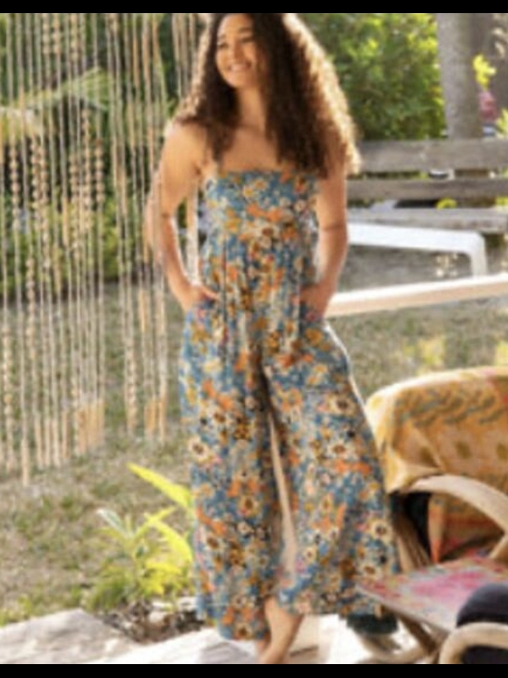 NATURAL LIFE Bailey Floral Wide-Leg Jumpsuit In EUC